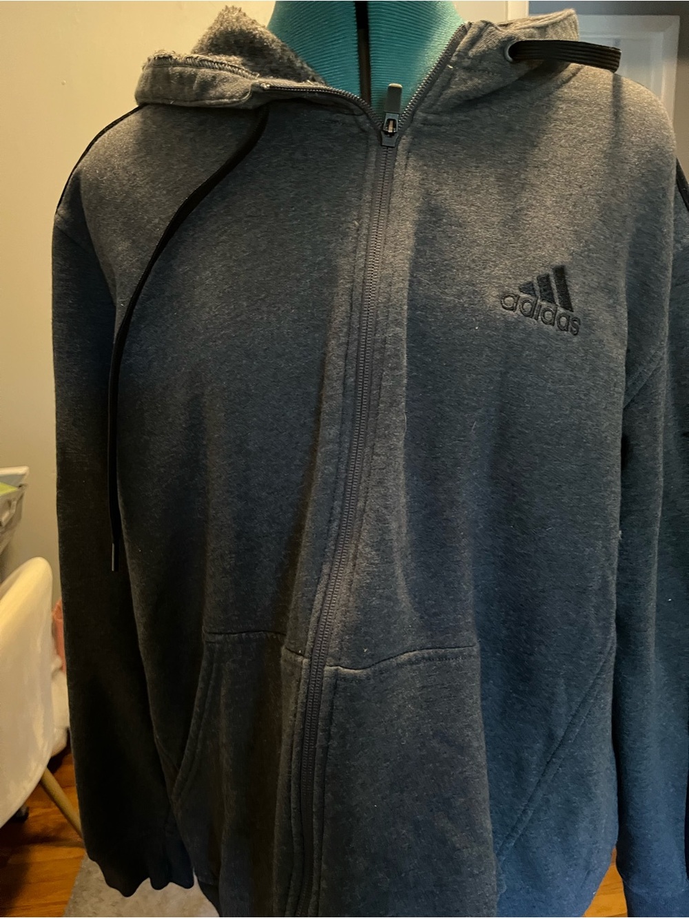 adidas Dark Gray Full-Zip Hooded Sweatshirt XL